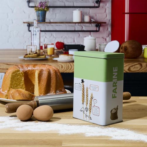 Boîte À Farine En Métal "ludique" 18cm Vert