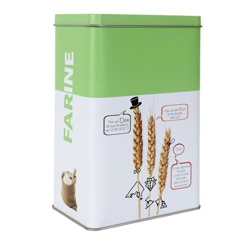 Boîte À Farine En Métal "ludique" 18cm Vert