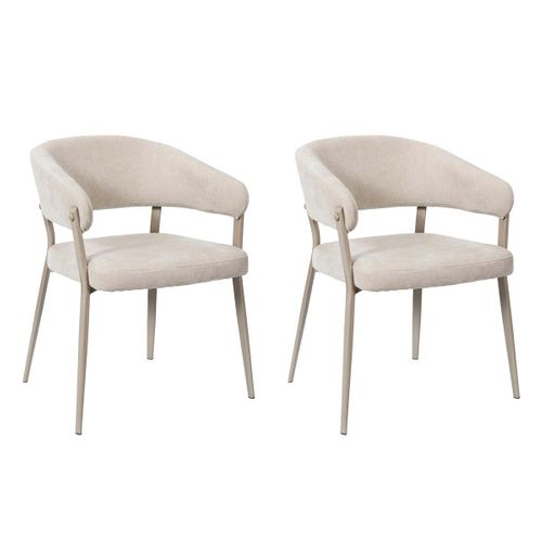 Lot De 2 Fauteuils De Table "emilia" 78cm Beige