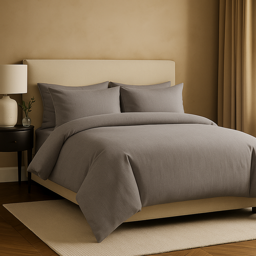 Parure 200/200 Gris Clair - Drap 160/200 + 2 Taies Oreiller 60/60 Cm