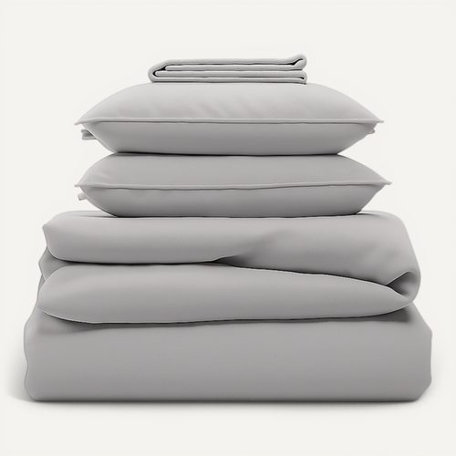 Parure 200/200 Gris Clair - Drap 160/200 + 2 Taies Oreiller 60/60 Cm