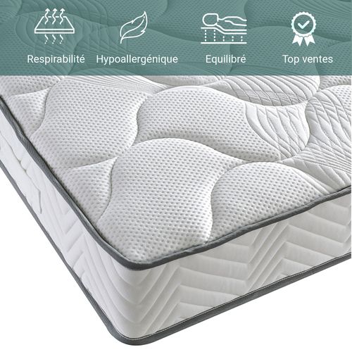 Matelas Cosmos 180 X 200 Cm - Confort Premium - Ressorts Ensachés - 20 Cm D'épaisseur