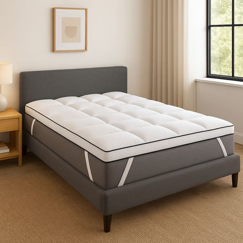 Surmatelas Plumes 160x200 Cm - Epaisseur 8 Cm - 100% Plumes De Canard - Sangles De Maintien