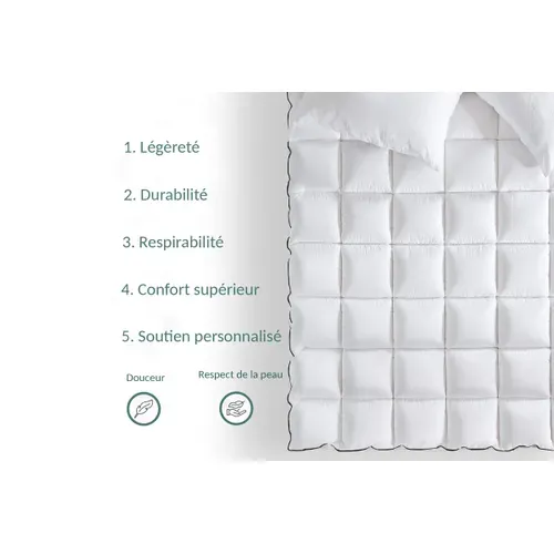 Surmatelas Plumes 160x200 Cm - Epaisseur 8 Cm - 100% Plumes De Canard - Sangles De Maintien