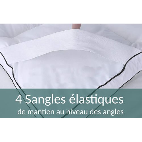 Surmatelas Plumes 90x190 Cm - Epaisseur 8 Cm - 100% Plumes De Canard - Sangles De Maintien