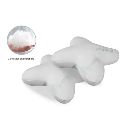 Oreiller Ergonomique Papillon Microfibres 46 X 53 Cm - Ergonomique - Moelleux - Soutien Optimal