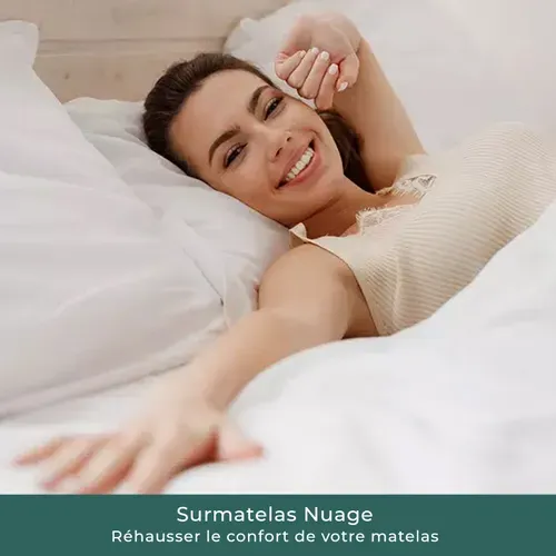 Surmatelas Nuage 180x200 Cm - Protège Matelas Microfibre - Aération Optimisée Et Sangles De Maintien