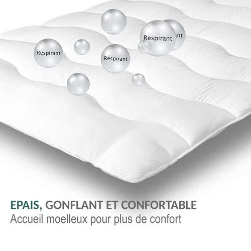 Surmatelas Nuage 140x190 Cm - Protège Matelas Microfibre - Aération Optimisée Et Sangles De Maintien