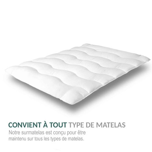 Surmatelas Nuage 140x190 Cm - Protège Matelas Microfibre - Aération Optimisée Et Sangles De Maintien