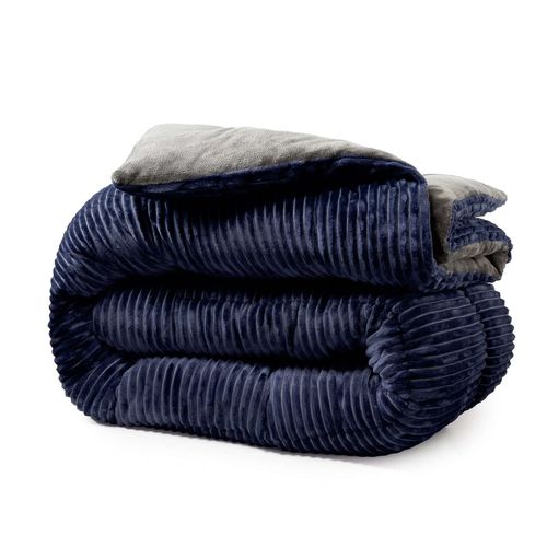 Couette Chaude 220 X 240 Cm Moelleuse- Couette Réversible Coton Club Bleue - Tempérée - Microfibre