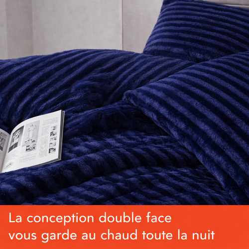 Couette Chaude 200x200 Cm Moelleuse - Couette Réversible Coton Club Bleue - Tempérée - Microfibre