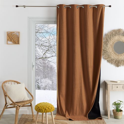 Rideau Thermique Phonique Et Semi Occultant Konfor - 140x180 Cm - Marron Clair