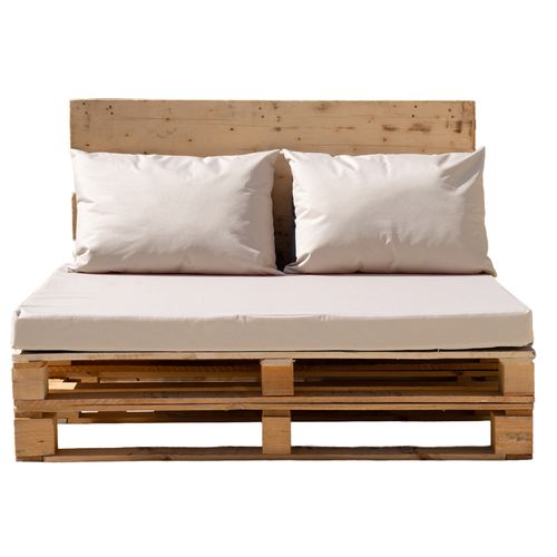 Set De 3 Coussins Palette Extérieur Imperméable Et Déhoussable Minorque - 120x80 Cm - Ecru