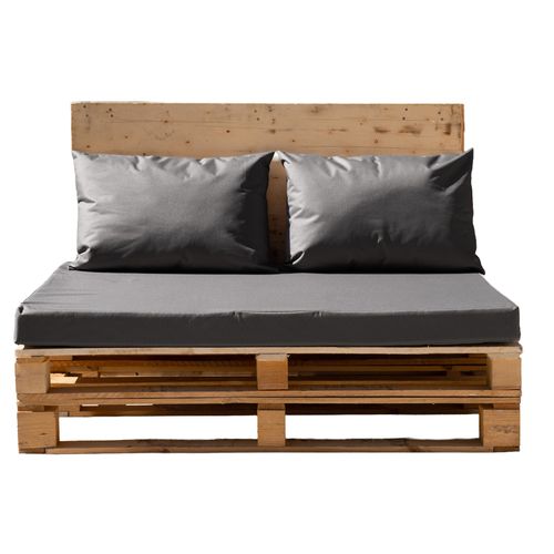 Kit 3 Coussins Palette Outdoor En Toile Enduite Imperméable - 120x80 Cm - Gris Anthracite