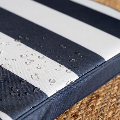 Galette De Chaise Imperméable Déhoussable à Rayures Arcachon - 40x40 Cm - Bleu Foncé
