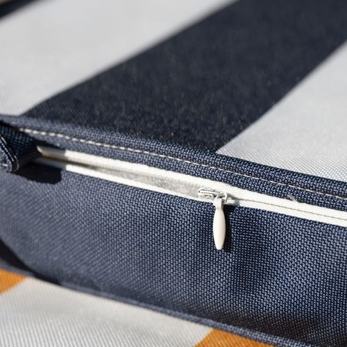 Galette De Chaise Imperméable Déhoussable à Rayures Arcachon - 40x40 Cm - Bleu Foncé