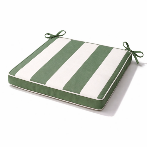 Galette De Chaise Imperméable Déhoussable à Rayures Arcachon - 40x40 Cm - Vert Olive