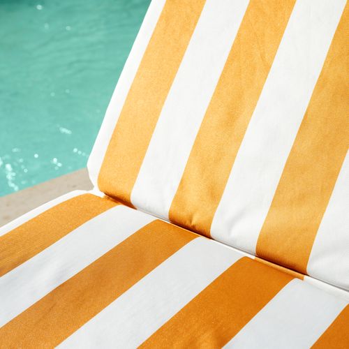 Matelas Bain De Soleil Imperméable Déhoussable à Rayures Arcachon - 60x190 Cm - Jaune