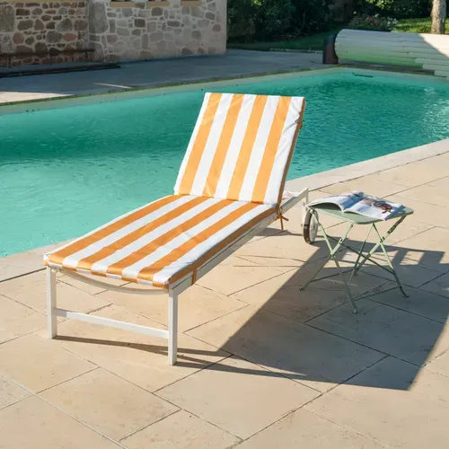 Matelas Bain De Soleil Imperméable Déhoussable à Rayures Arcachon - 60x190 Cm - Jaune