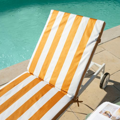 Matelas Bain De Soleil Imperméable Déhoussable à Rayures Arcachon - 60x190 Cm - Jaune