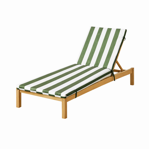 Matelas Bain De Soleil Imperméable Déhoussable à Rayures Arcachon - 60x190 Cm - Vert Olive