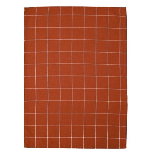 Torchon De Cuisine En Coton à Motif Carreaux - 45x65 Cm - Terracotta