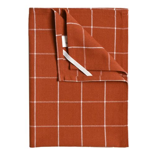 Torchon De Cuisine En Coton à Motif Carreaux - 45x65 Cm - Terracotta