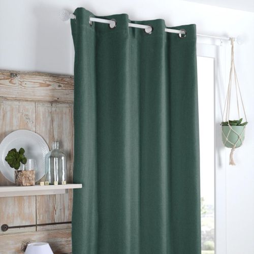 Rideau Occultant Uni Tramé - 140x260 Cm - Vert Sapin