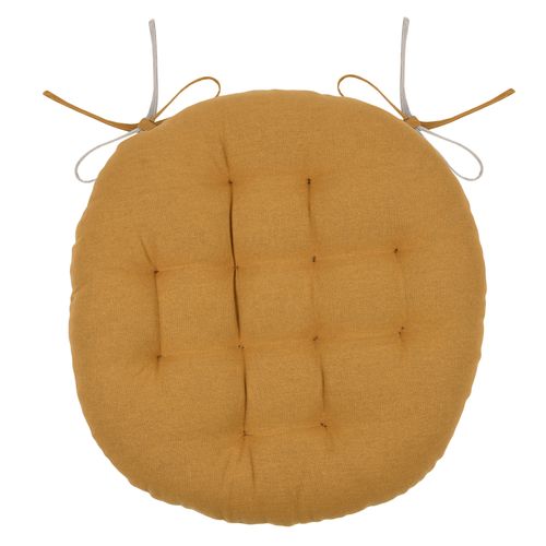 Galette De Chaise Ronde Et Bicolore - 38x38 Cm - Jaune Curry