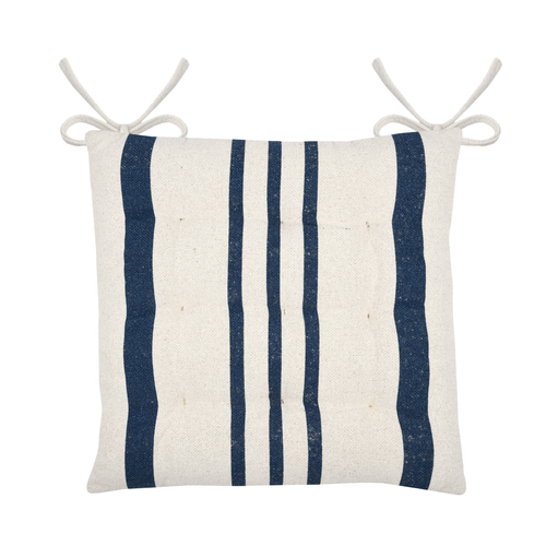 Galette De Chaise à Rayures - 38x38 Cm - Bleu Marine