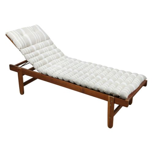 Matelas Bain De Soleil Extérieur à Rayures - 180x60 Cm - Blanc