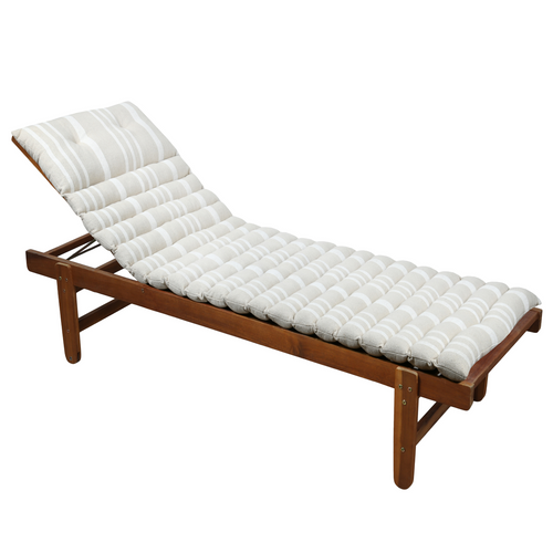 Matelas Bain De Soleil Extérieur à Rayures - 180x60 Cm - Blanc