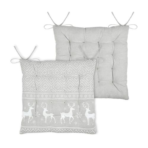 Galette De Chaise Cerf Style Montagne En Coton - 40x40 Cm - Naturel