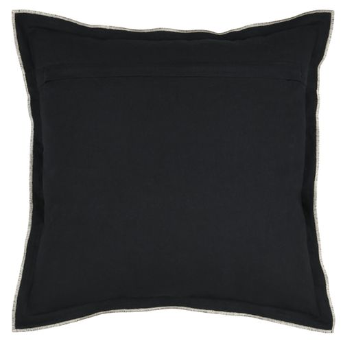 Coussin Coton Volant Plat Feston Noir - 45x45 Cm - Noir