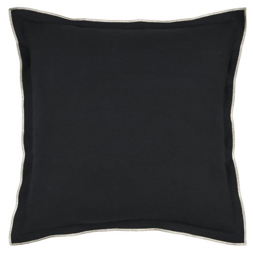 Coussin Coton Volant Plat Feston Noir - 45x45 Cm - Noir