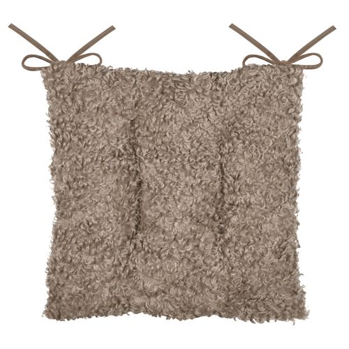 Galette De Chaise - Effet Bouclette - 38x38 Cm - Taupe