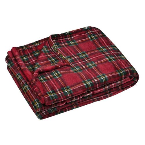 Plaid à Carreaux Écossais En Polaire - 130x160 Cm - Rouge