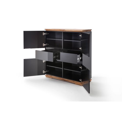 Commode En Laqué Noir Brillant - L102 X H115 X P40 Cm