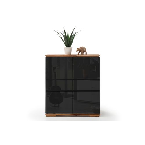 Commode En Laqué Noir Brillant - L102 X H115 X P40 Cm
