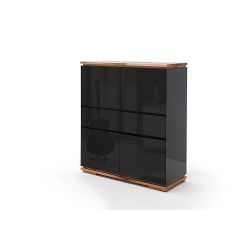 Commode En Laqué Noir Brillant - L102 X H115 X P40 Cm