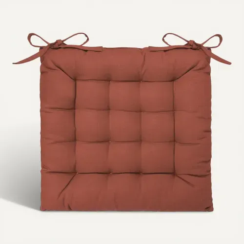 Lot De 6 Galettes De Chaise En Coton Coloris Terracotta - L.38 X L.38 Cm