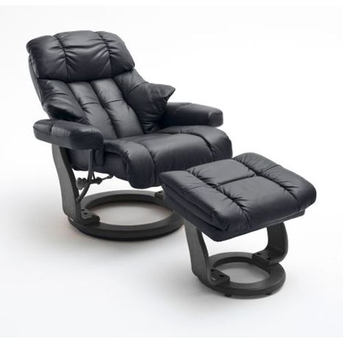 Fauteuil Relax En Cuir Coloris Noir - 97 X 110 X 92 Cm -pegane-