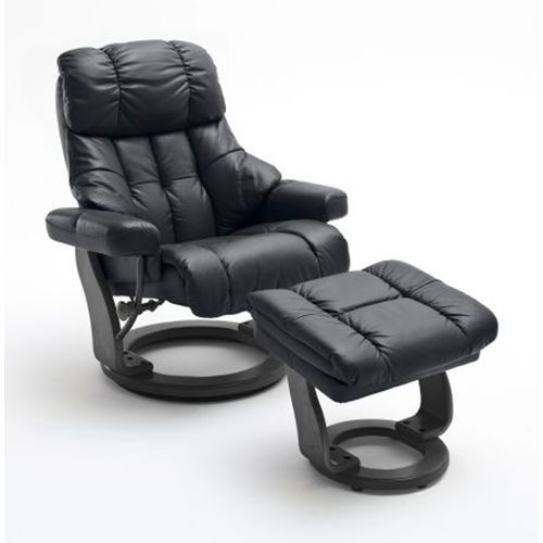 Fauteuil Relax En Cuir Coloris Noir - 97 X 110 X 92 Cm -pegane-
