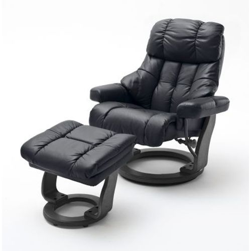 Fauteuil Relax En Cuir Coloris Noir - 97 X 110 X 92 Cm -pegane-