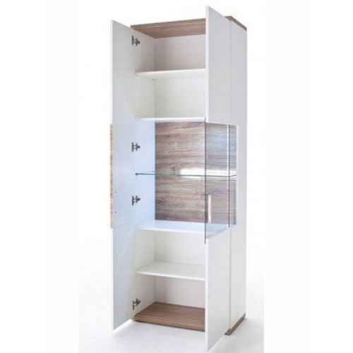 Vitrine Gauche Coloris Blanc Brillant- L. 70 X H. 199 X P. 37 Cm