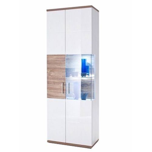 Vitrine Gauche Coloris Blanc Brillant- L. 70 X H. 199 X P. 37 Cm