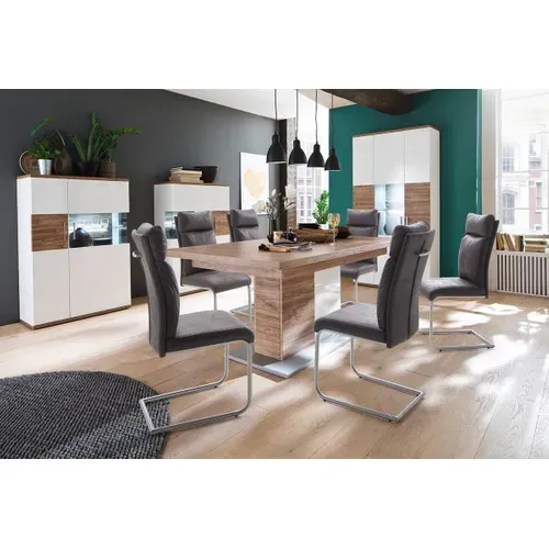 Vaisselier Droite Coloris Blanc Brillant Et Chêne Sterling.