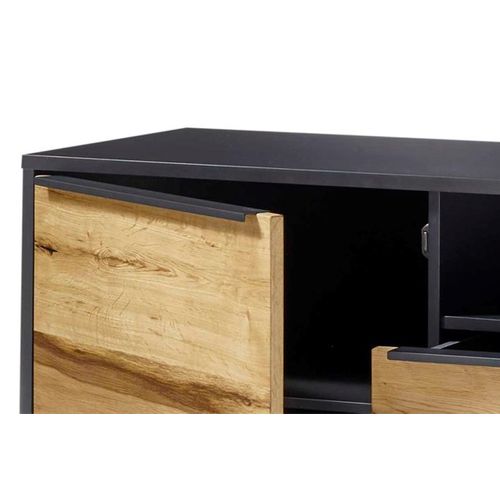 Meuble TV Coloris Anthracite /chêne - Longueur 184 X Hauteur 69 X Profondeur 40 Cm