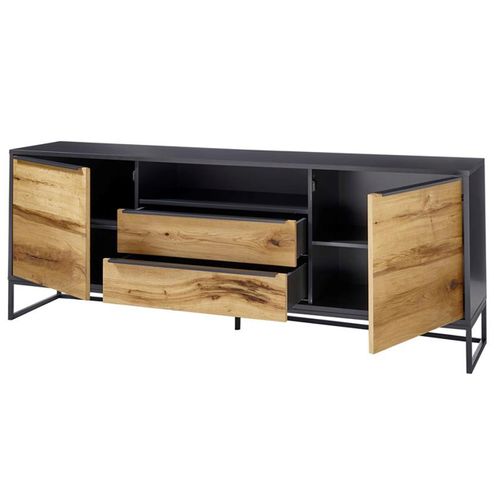 Meuble TV Coloris Anthracite /chêne - Longueur 184 X Hauteur 69 X Profondeur 40 Cm