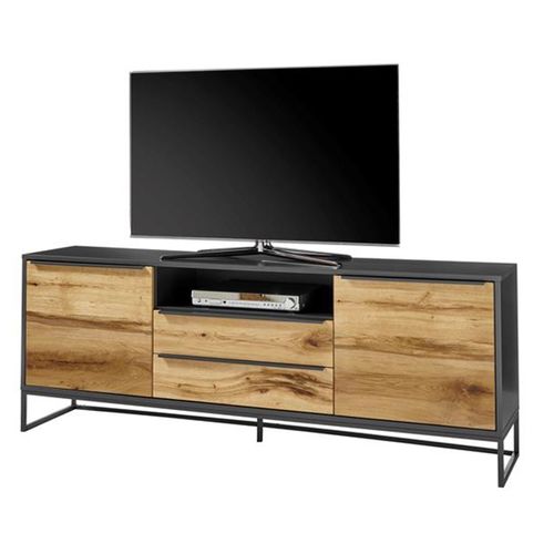 Meuble TV Coloris Anthracite /chêne - Longueur 184 X Hauteur 69 X Profondeur 40 Cm